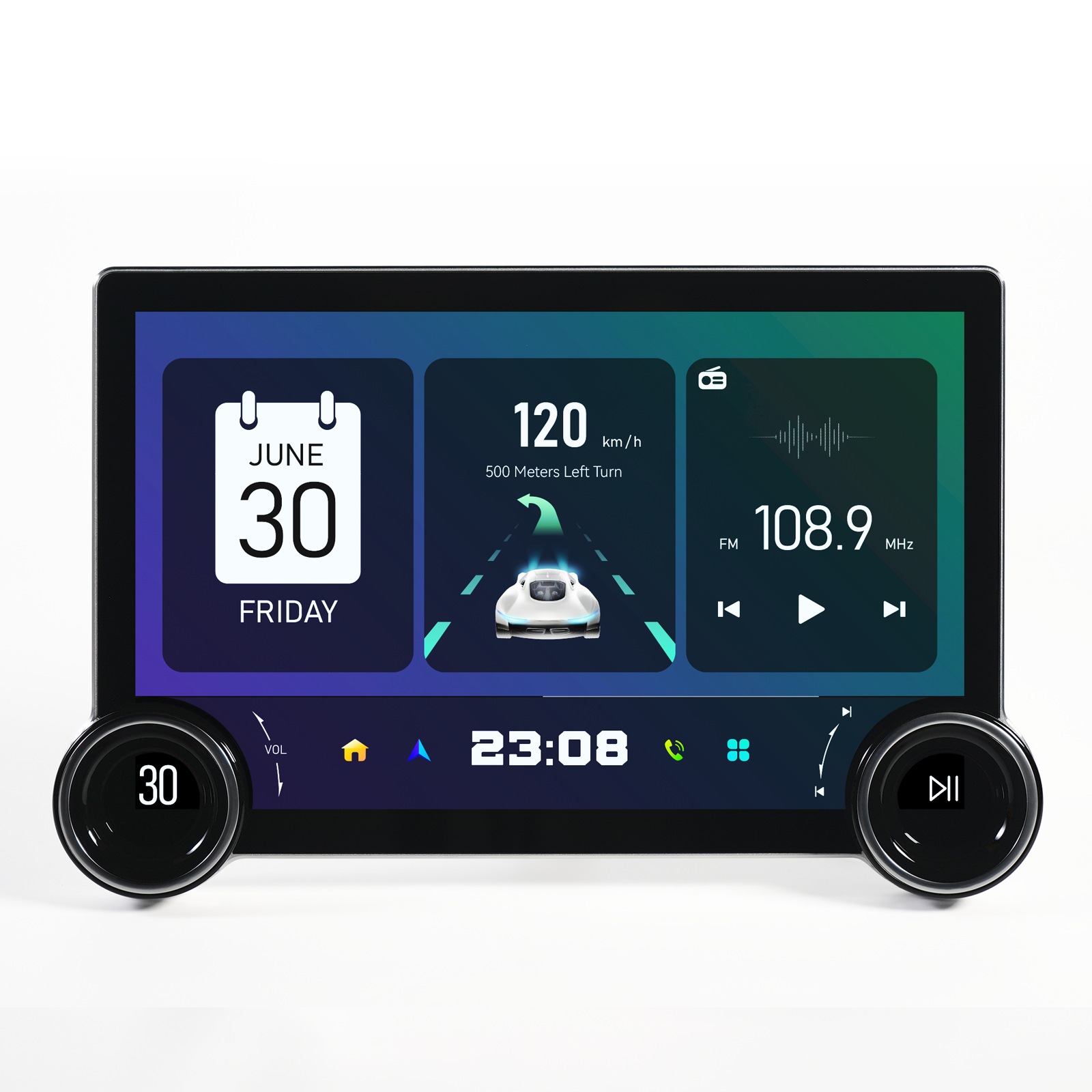 Dual Knob 2 Din 9 Inch Android Car Radios with GPS Navigation Octa-Core RAM6GB ROM128GB CarPlay Android Stereo Auto Carplay Screen Car Player