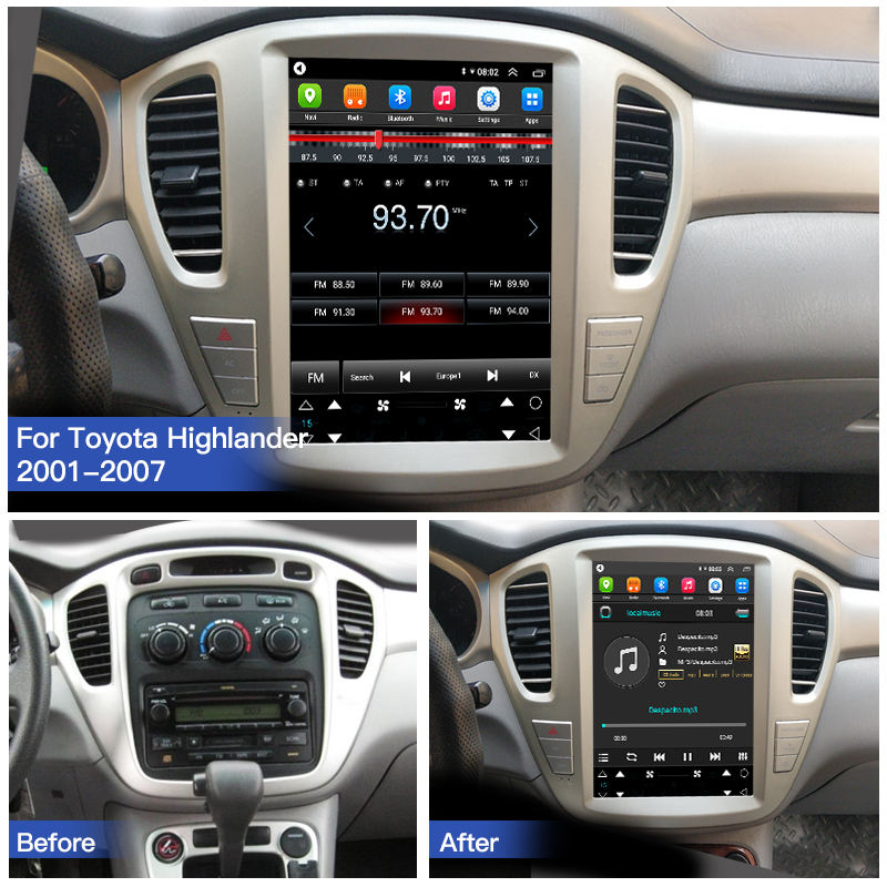12.1inch Hot Sale Car Video Android GPS Navigation for Toyota Highlander 2001-2007 Car Multimedia Radio Car DVD Player - Image 3