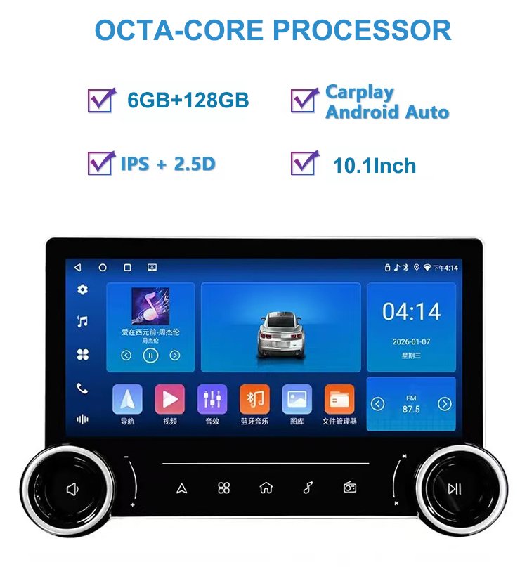 Dual Knob 2 Din 10.1 Inch Android Car Radios with GPS Navigation Octa-Core RAM6GB ROM128GB CarPlay Android Stereo Auto Carplay Screen Car Player - Image 3