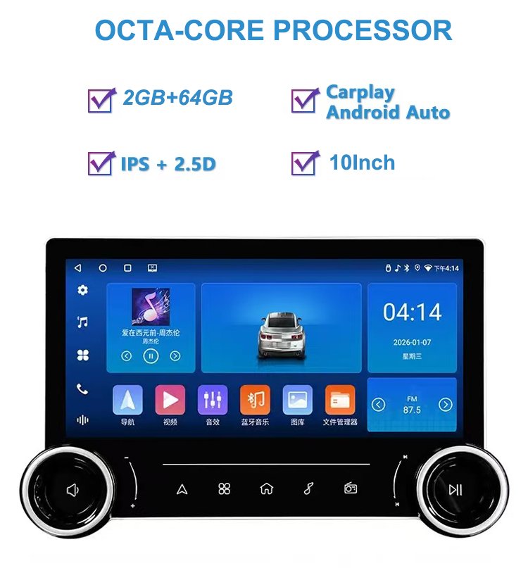 Dual Knob 2 Din 10 Inch Android Car Radios with GPS Navigation Octa-Core RAM2GB ROM64GB CarPlay Android Stereo Auto Carplay Screen Car Player - Image 3