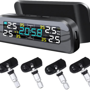 Solar Powered Wireless Digital Tire Pressure Monitor System 4 Internal Sensor Automobile Tire Pressure Monitoring