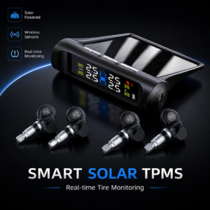 4-Wheels Solar TPMS System for Trucks & RVs with Real-Time Tire Pressure Monitoring