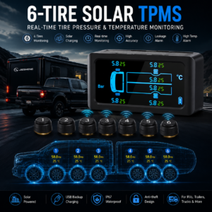 6-Wheels Solar TPMS System for Trucks & RVs with Real-Time Tire Pressure Monitoring
